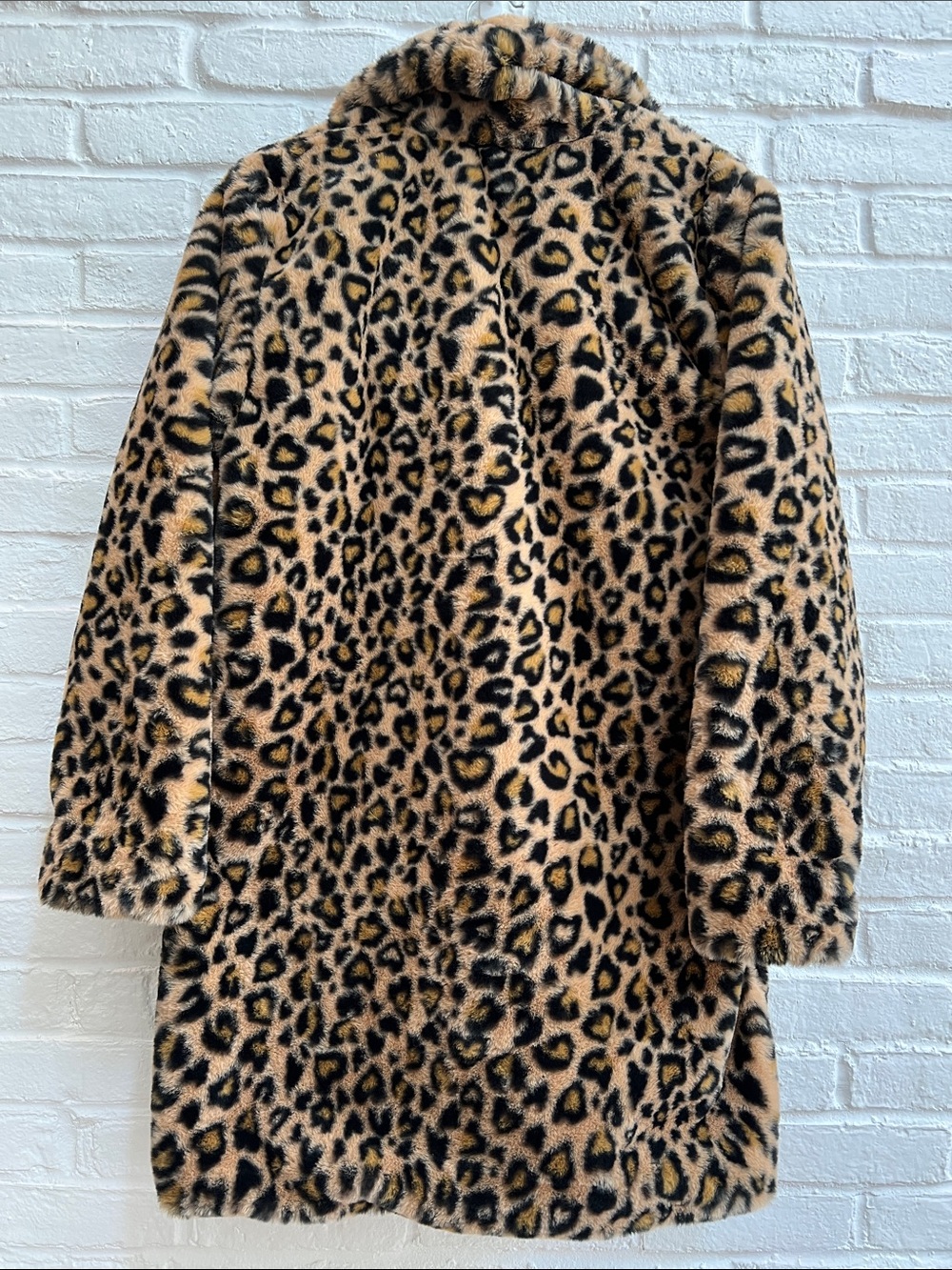 26 INTERNATIONAL Classic Leopard Teddy CarCoat Notch Collar Lined LongSleeves LG - Picture 11 of 16
